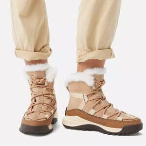 NEW SOREL Suede And Canvas Waterproof Oma Rmx Glacy Boots Brown/white 1125 6s3